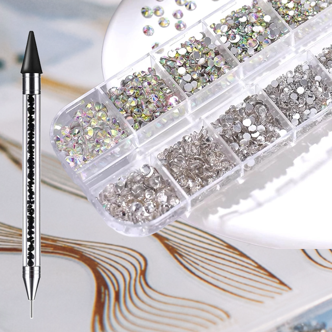 Nail Art: Rhinestones, Crystals, Studs & Adornments With Free: Dual-Ended Rhinestone Picker Wax Pen